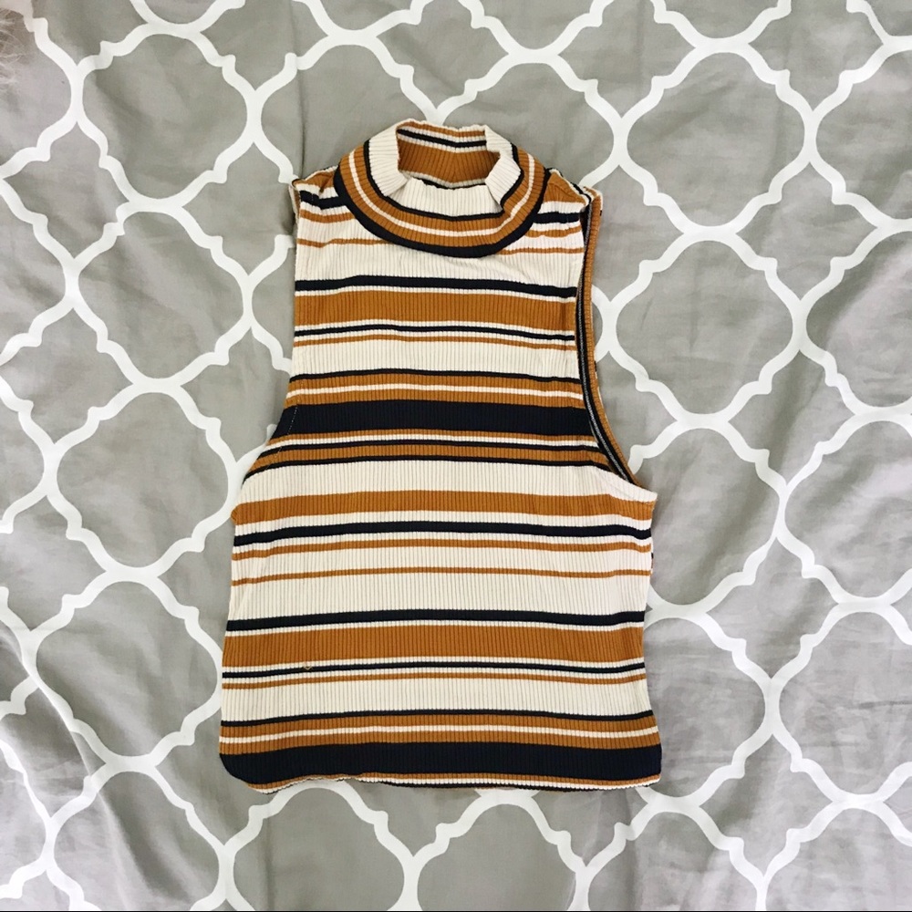Striped Mock Neck Tank